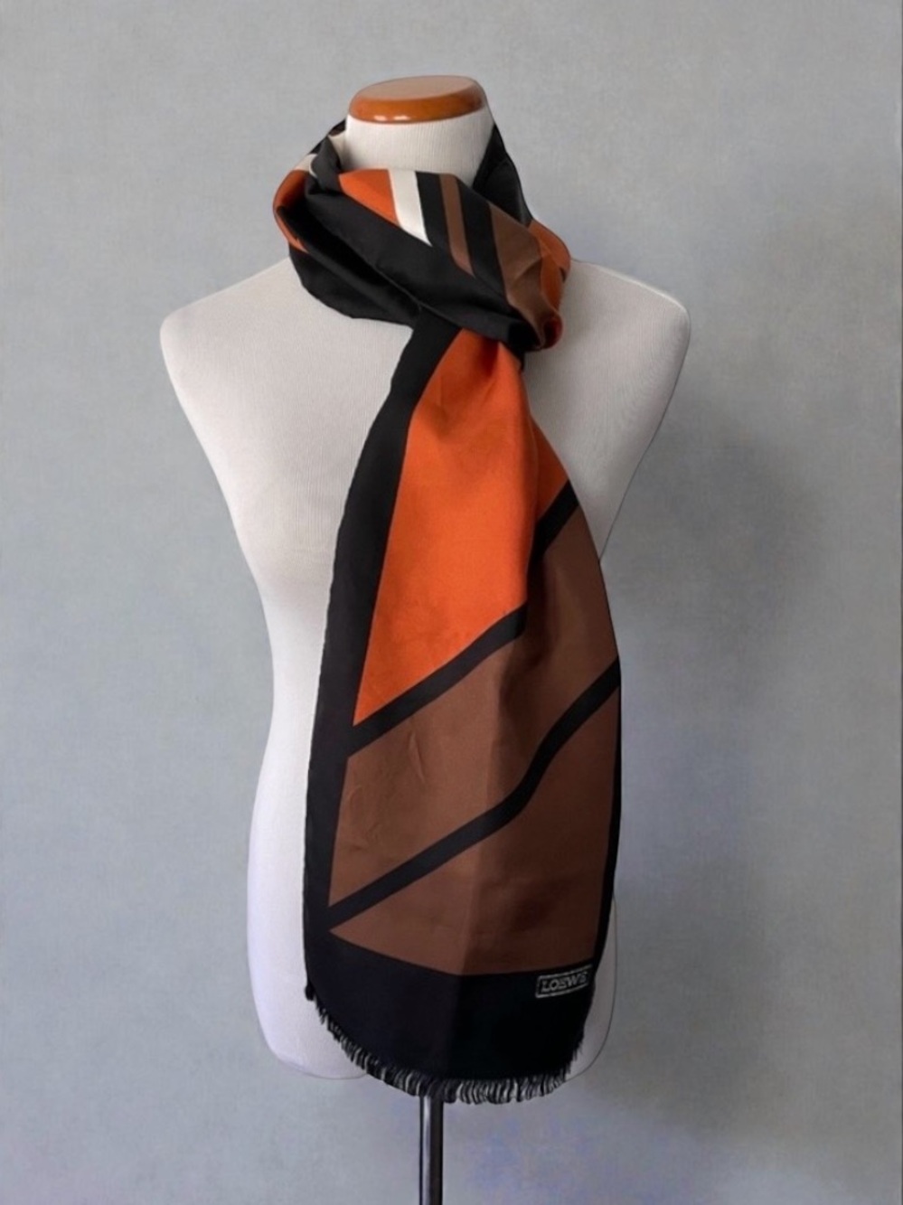 LOEWE Silk Fringe Scarf Hand Rolled